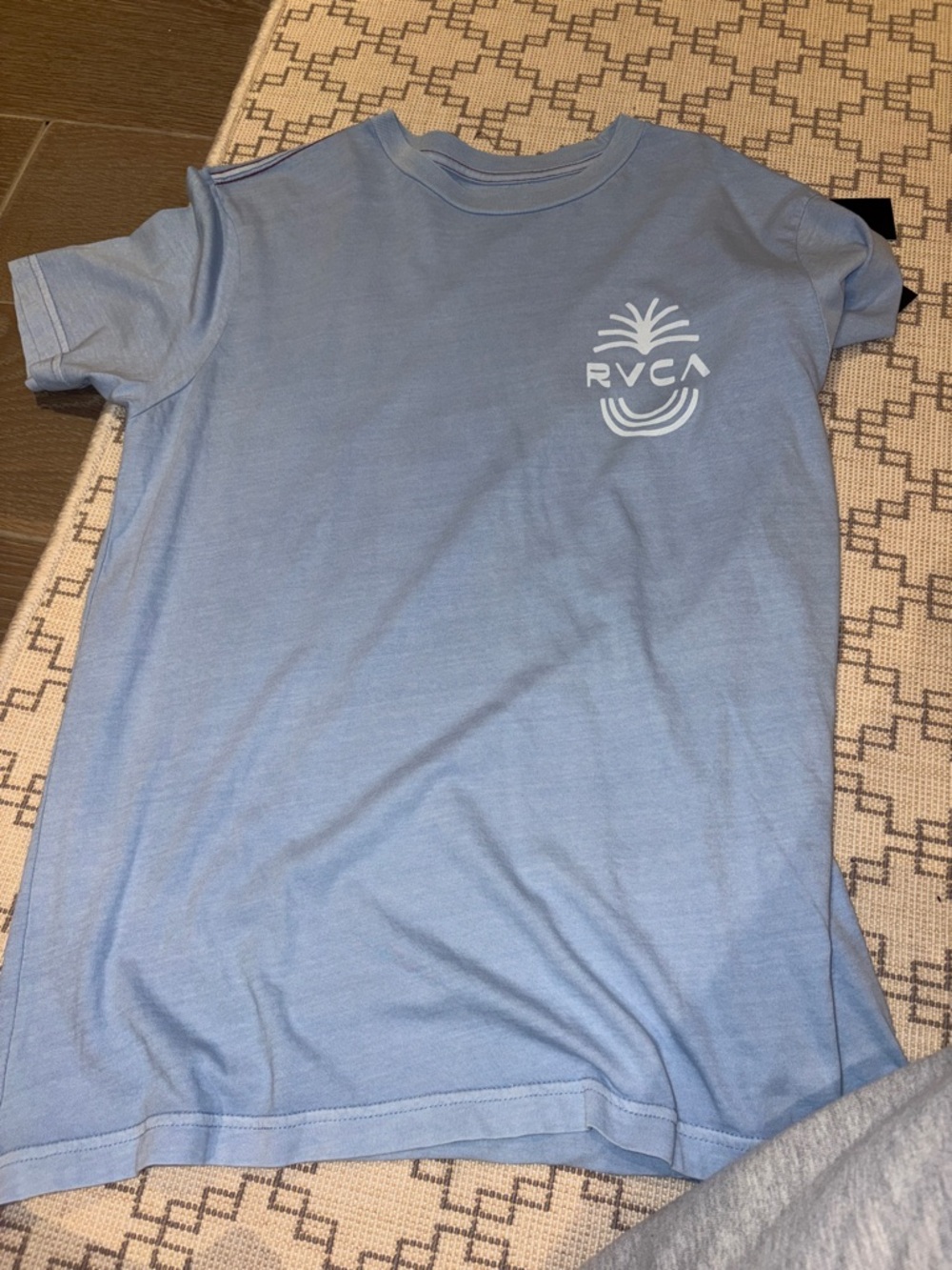 RVCA Powder Blue Tee with White Pineapple Logo